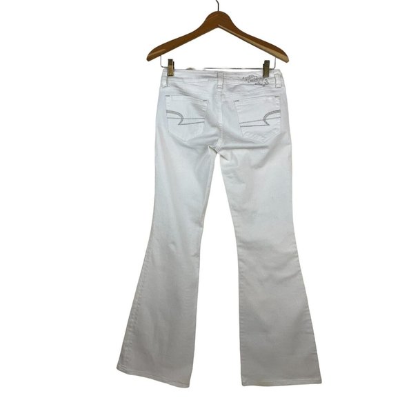 American Eagle Jeans Women Size 2 “Reel Flare” White AE77 Low Rise Flare EUC - Picture 3 of 14
